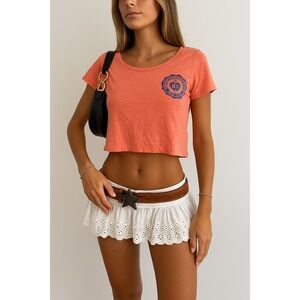 Abercrombie & Fitch Cropped T Shirt Womens‎ Size S Embroidered NY Logo Top